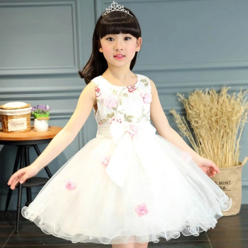 Summer Girls Party Dress for Photoshoot Child Kids Princess Dresses Flower Korean Version Student Dance Dress 2 To 12 Years Old