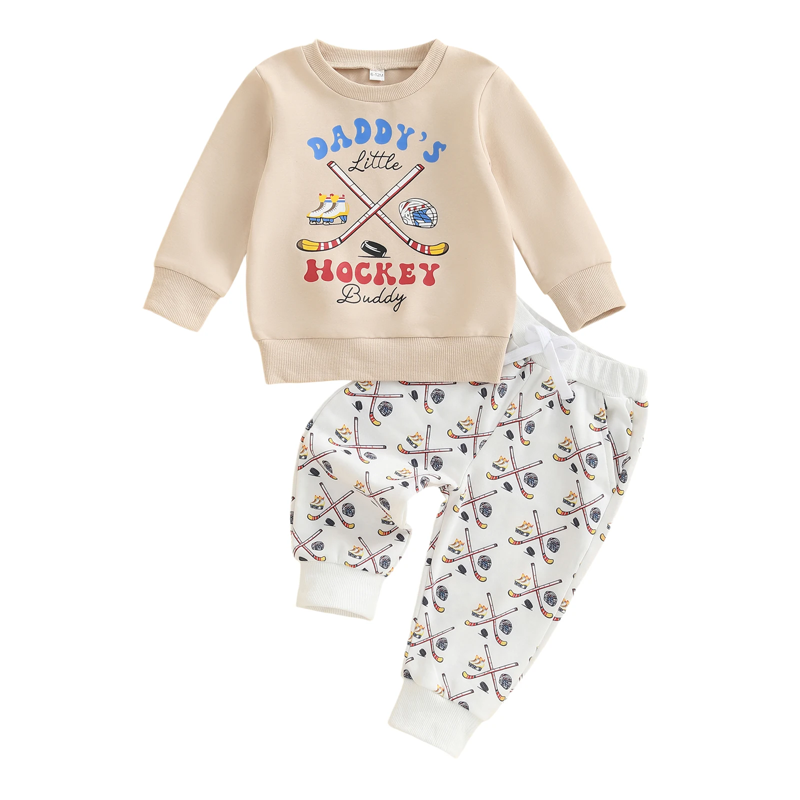 

Осенне-зимняя одежда для маленьких мальчиков, хоккейная толстовка с длинными рукавами и штаны с эластичной резинкой на талии, комплект из 2 предметов