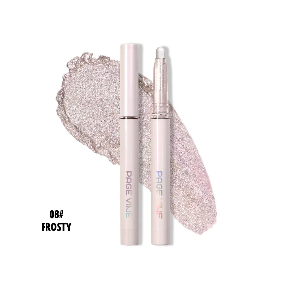 12 色きらめくハイライトスティックグリッターマルチカラーアイシャドウペンシル明るい目まぶしい効果メイクアップハイライター