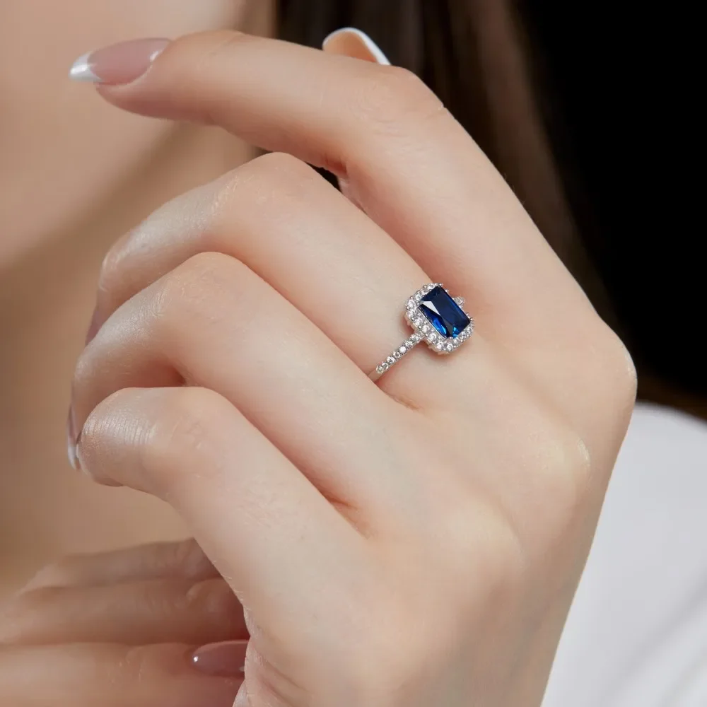 S925 sterling silver ring, colored zircon diamond, high-end design, fashionable and atmospheric ring, wedding jewelry wholesale