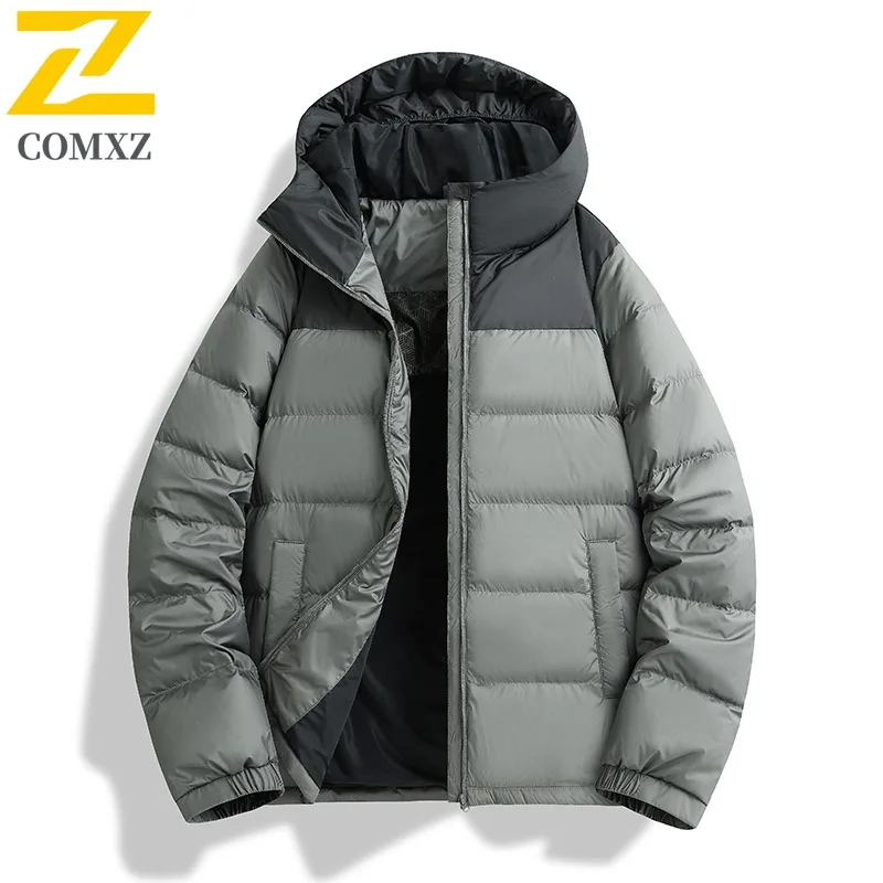 COMXZ Versatile Men Puffer Jacket High-quality Hood Collar Outdoor Adventure Windproof Parka Travel Cold Protection Winter Coat