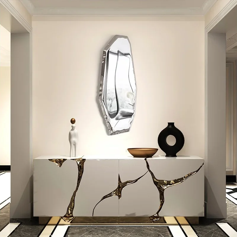 Nn Stainless Steel Pebbles Wall Hanging Metal Artwork Cobblestone Sculpture Creative Round Wall Soft Decoration Pendant
