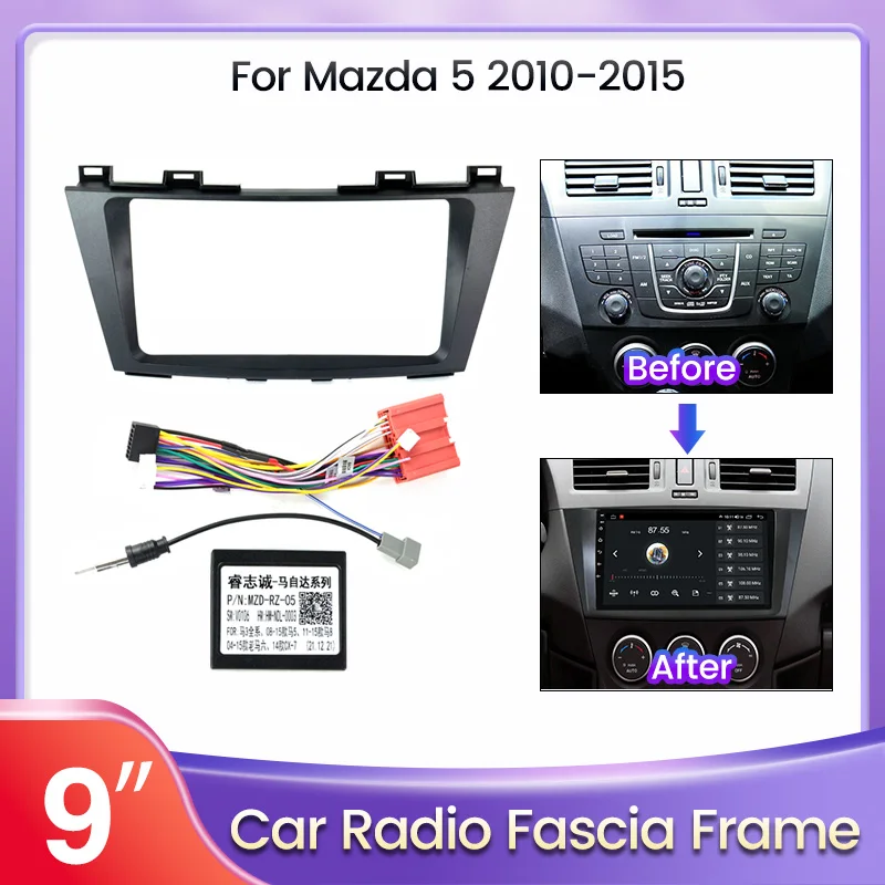 

For Mazda 5 2010 2011 2012 2013 2014 2015 Audio Face Plate Stereo Panel Power Cord Canbus Fascia Cover Adapter Car Accessories