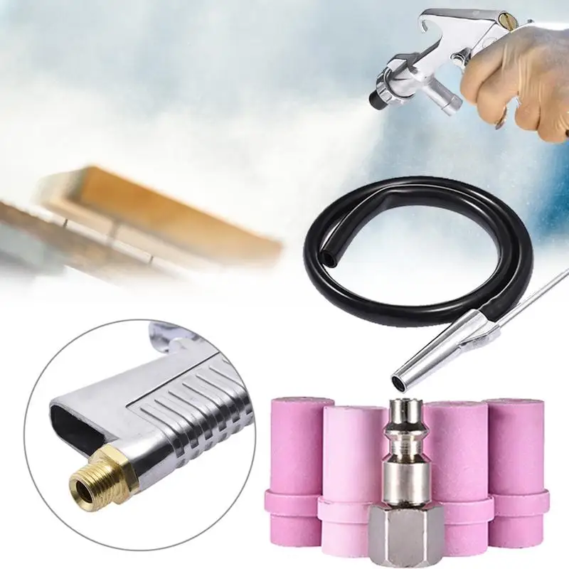 Abrasive Air Sand Blasting Guns Kit 1 Ceramic Nozzle 1 Steel Nozzle 1 Sand Suction Pipe Industrial Sandblaster Guns Power Tools