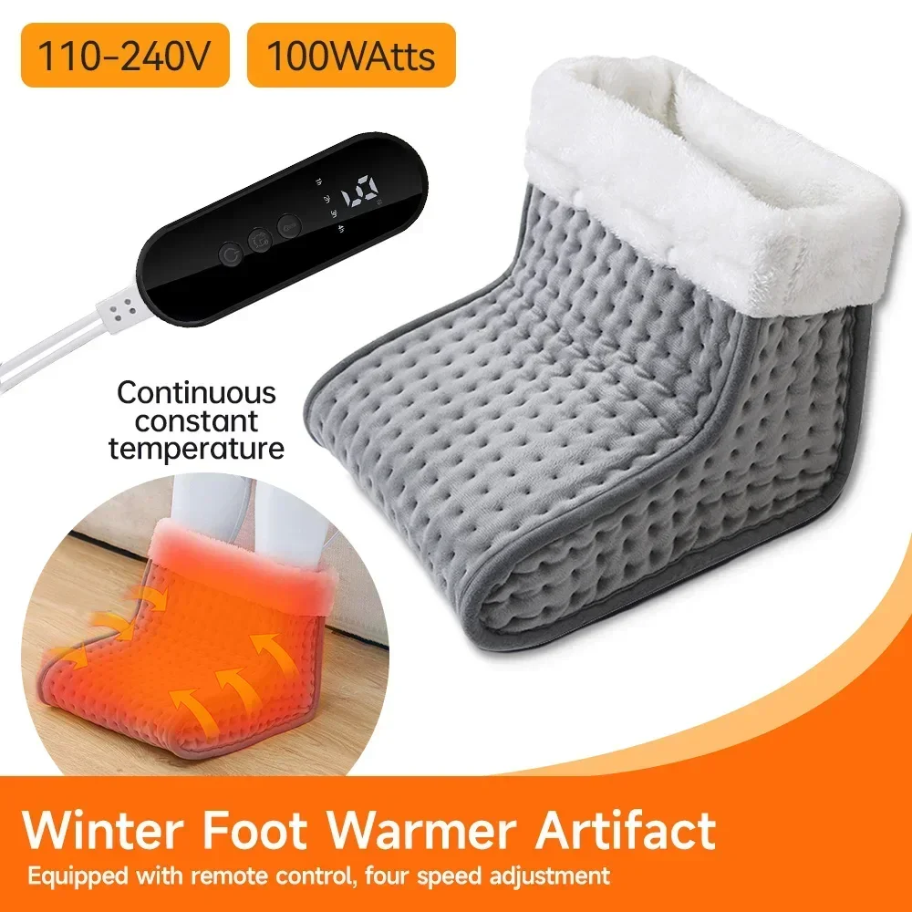 Electric Foot Warmer Warm Foot Cover Feet Heating Pad Heater Shoes Hot Washable Adjustable Temperature for Home Sleeping Office