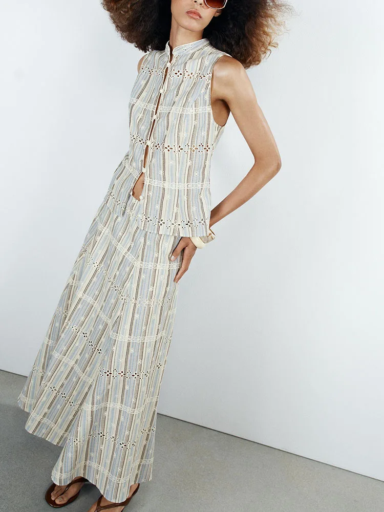 New 2026 Women's Sleeveless Print Top And Half Skirt Set round Neckline No Sleeve Fashionable Autumn Collection 8008809 330
