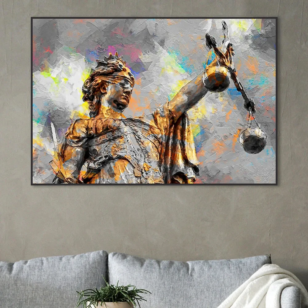 Lady Justice Poster Wall Art Lady Lawyer Gift, Photography Art Print Canvas Painting Picture, Law Firm Decoration