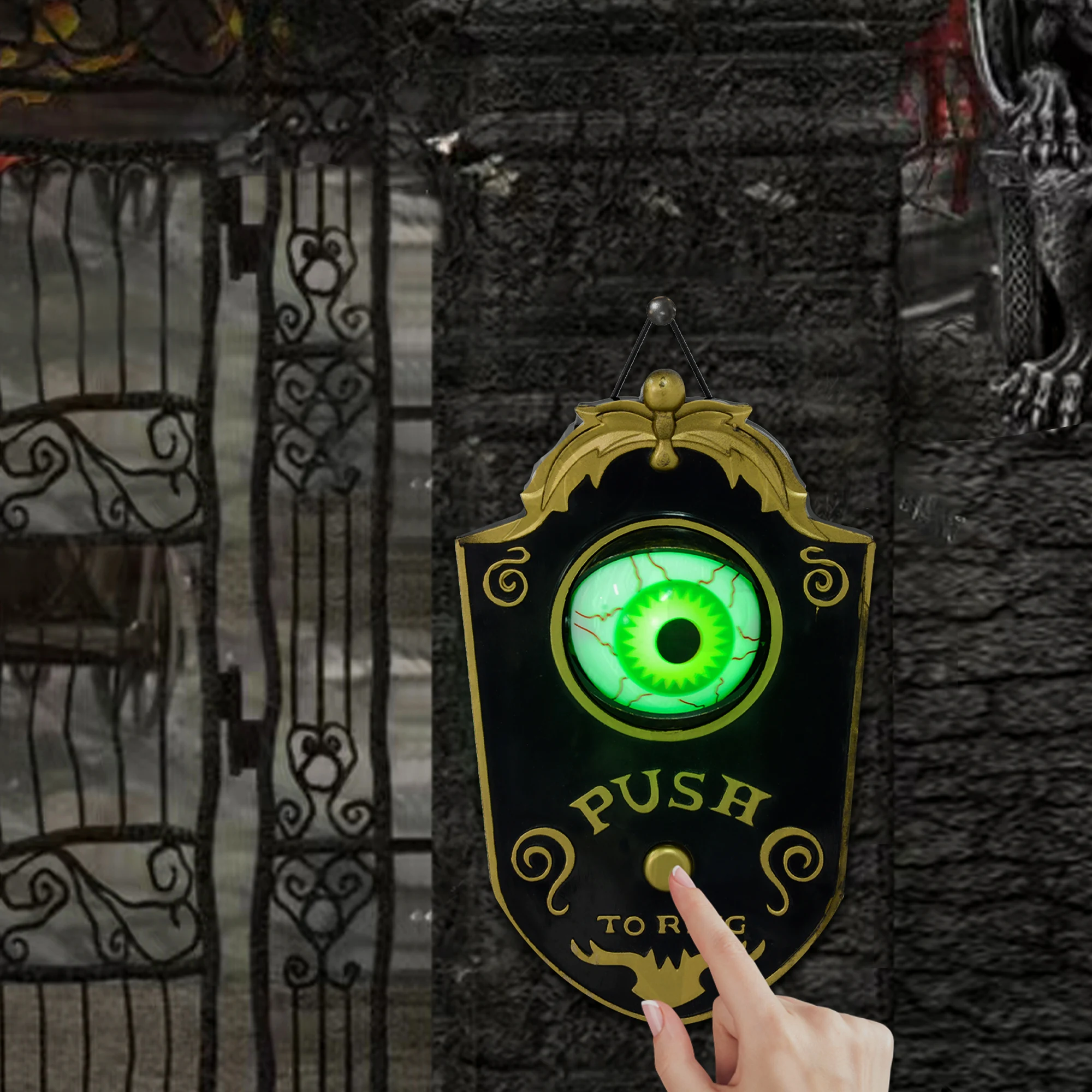 

Halloween Doorbell with Simulation Light-up Eyeball Animatronic Prop