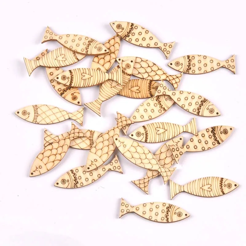 Lovely Dog Cat Fish Natural Wooden Chips Scrapbooking Carft for Home Decoration Diy Embellishments cp3397