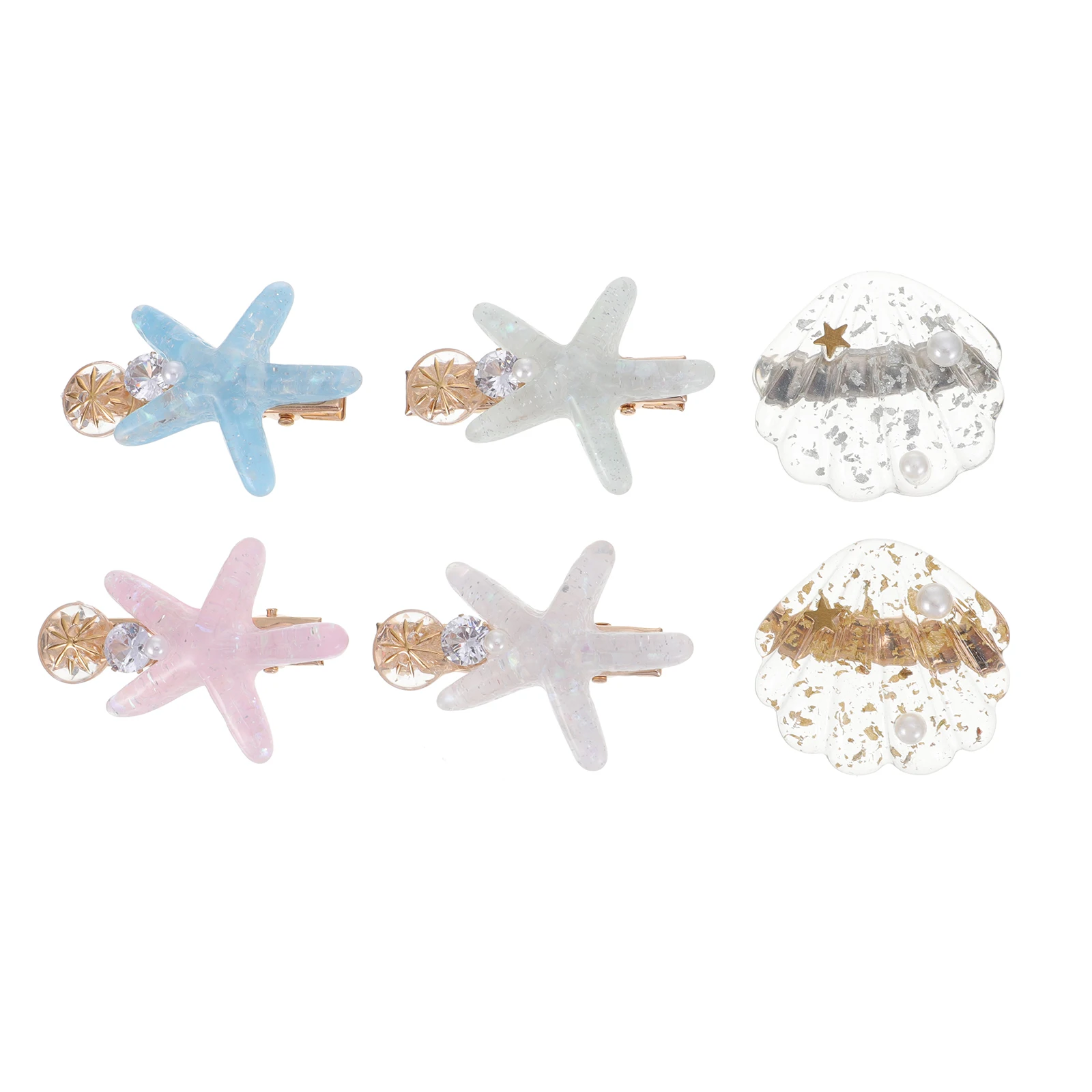 

6Pcs Sea Star Hairpins Shell Hair Clips Girls Hair Accessories Party Hairpin Headdress Shell Barrette Sea Star Hairpin