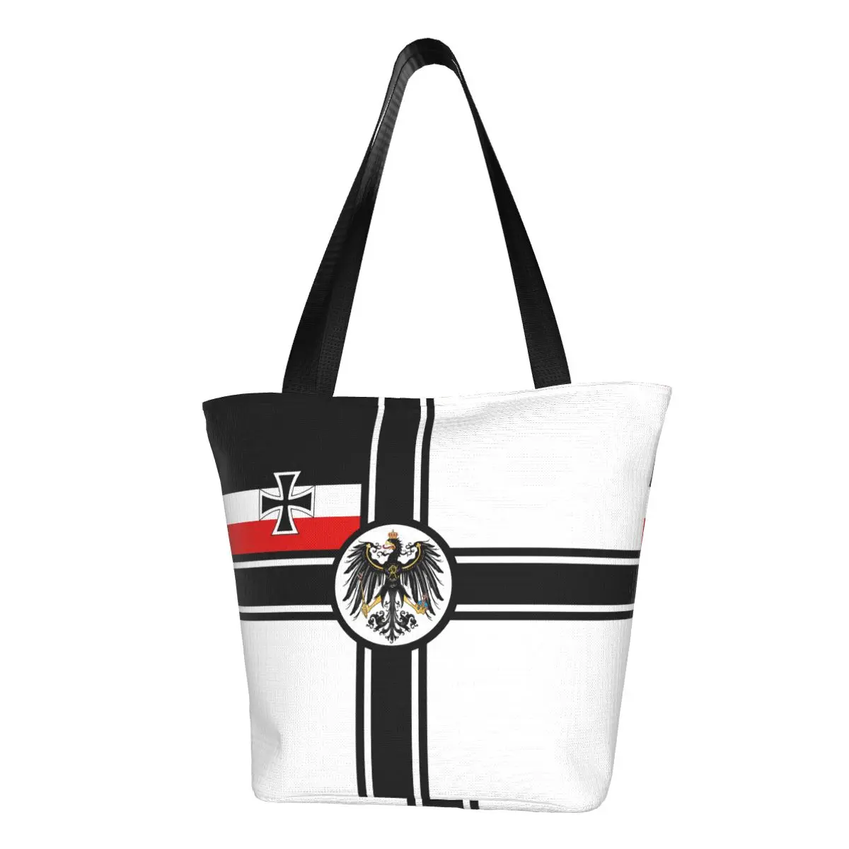 Custom German Empire DK Reich War Flag Shopping Canvas Bag Women Recycling Groceries Germany Patriotic Shopper Tote Bags