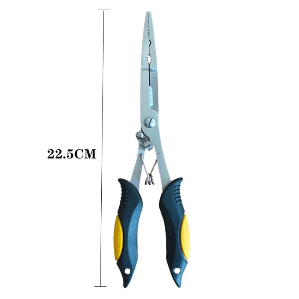 11.8in Multifunctional Luya Pliers Stainless Steel Fishing Pliers Fishing Accessories Fish Mouth Pliers Hook with Rubber Handle