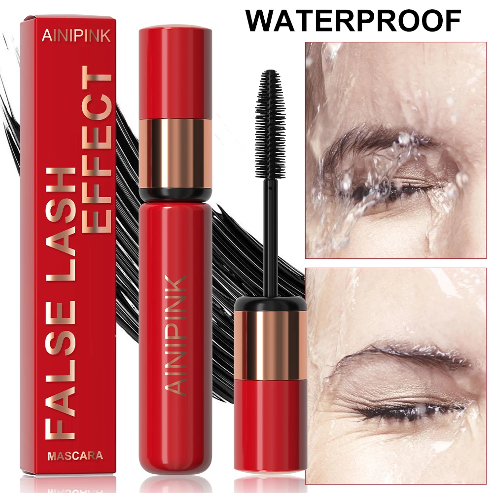 Ainipink Waterproof Fiber Lash Mascara Black Long-Lasting Formula Thick Curly Eyelashes Ideal Gift for Women