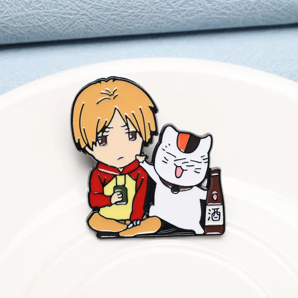 1pc Natsume Yuujinchou Anime Brooch Book of Friends Takashi Maneki Neko Nyanko Sensei Madara Enamel Pin Badge Jewelry