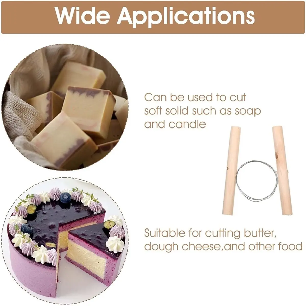 Budget-Friendly-4PCS Wire Clay Cutter, 26.4Inches Wood Handle Cutting Pottery Tool Cheese Dough Cutting Pottery Tools Cut Off To