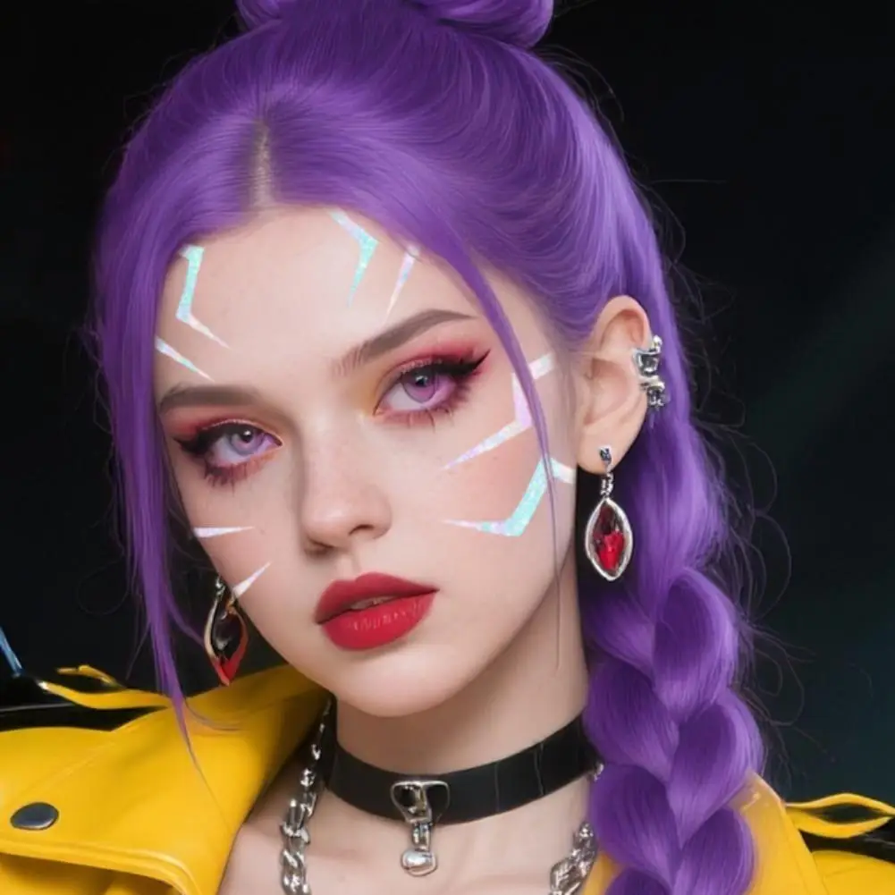 ملصقات الوشم التأثيرية للهالوين مجموعة صيد الساحرة Lumi الرسوم المتحركة بالليزر مرحلة البرق ماكياج ملون دائم الوجه ملصق #5