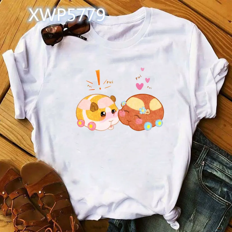 Cute Pui Pui Molcar T Shirt Women Printed Kawaii Cartoon Graphic Summer Hamster T-shirt Casual Female Tshirt Streetwear Tops Tee