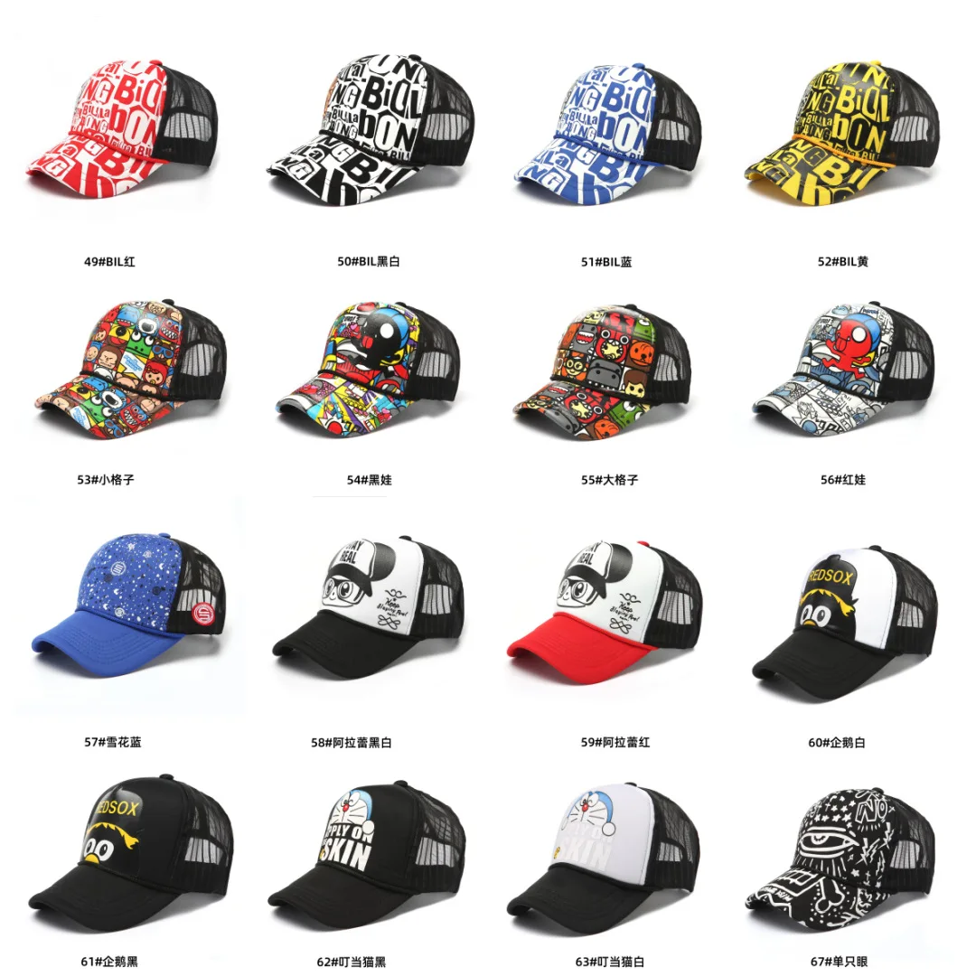 Spring Summer Mesh Baseball Caps New Design Cartoon Print Net Breathable Visor Hats New Fashion Cheap Wholesale