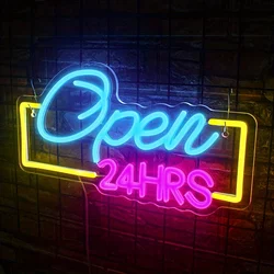 Open 24 Hours Led Neon Signs Light, For Wall Decoration, Indoor LED Night Light Signs For Shops, For Shops, Coffee Shops, Hotels