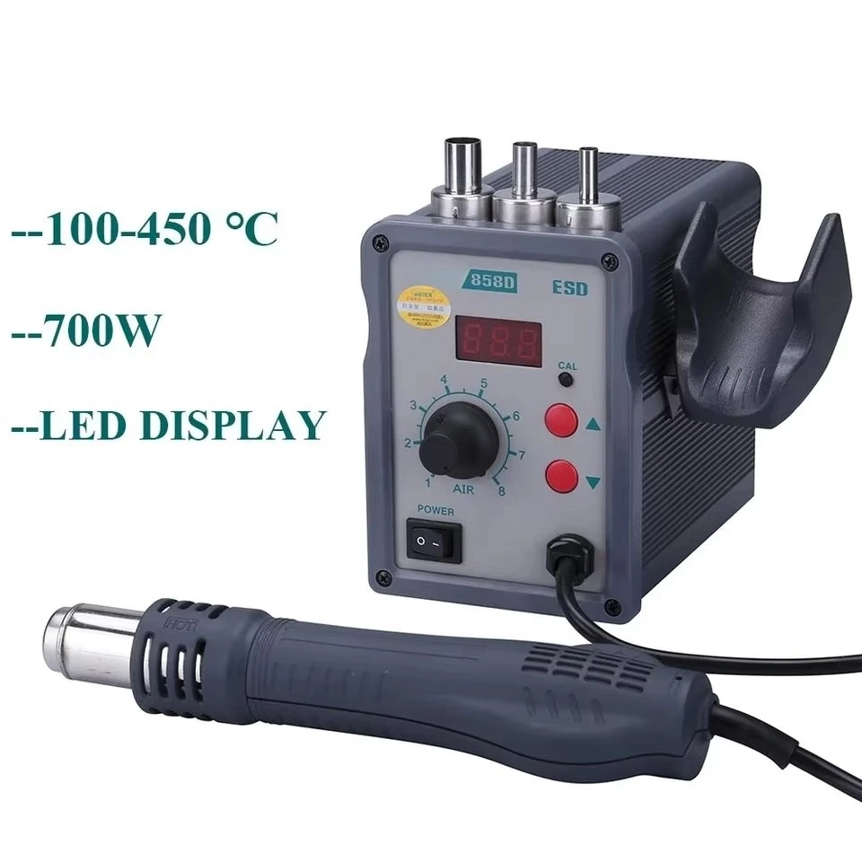 858D 700W Hot Air Soldering Station LED Digital Display Soft Wind Hot Air Heat Gun SMD BGA Rework Station Tools