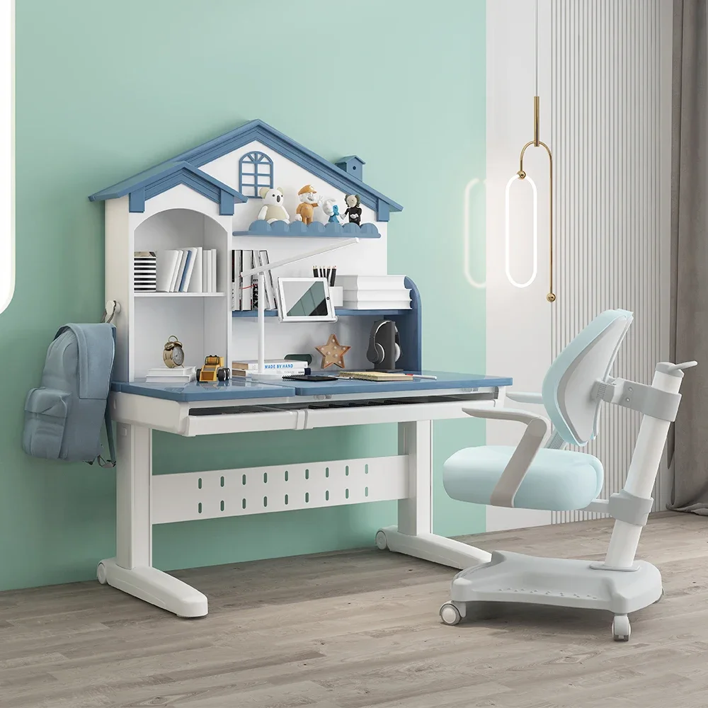 Children's furniture creative homework writing table solid wood desks and chairs set household lifting desk