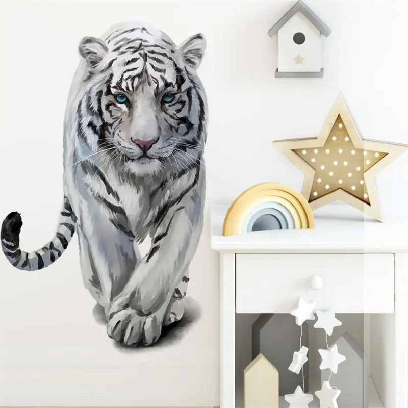 3d Tiger Wall Sticker Custom Watercolor Jungle Nursery 3d Wall Decal Animal Tiger Dinosaur Home Decoration Art Mural