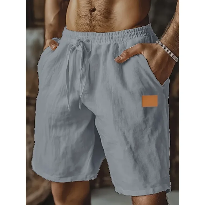 

1 шт. — мужские льняные шорты, летние шорты, карманы на завязках, эластичная талия, однотонные, удобные и дышащие.