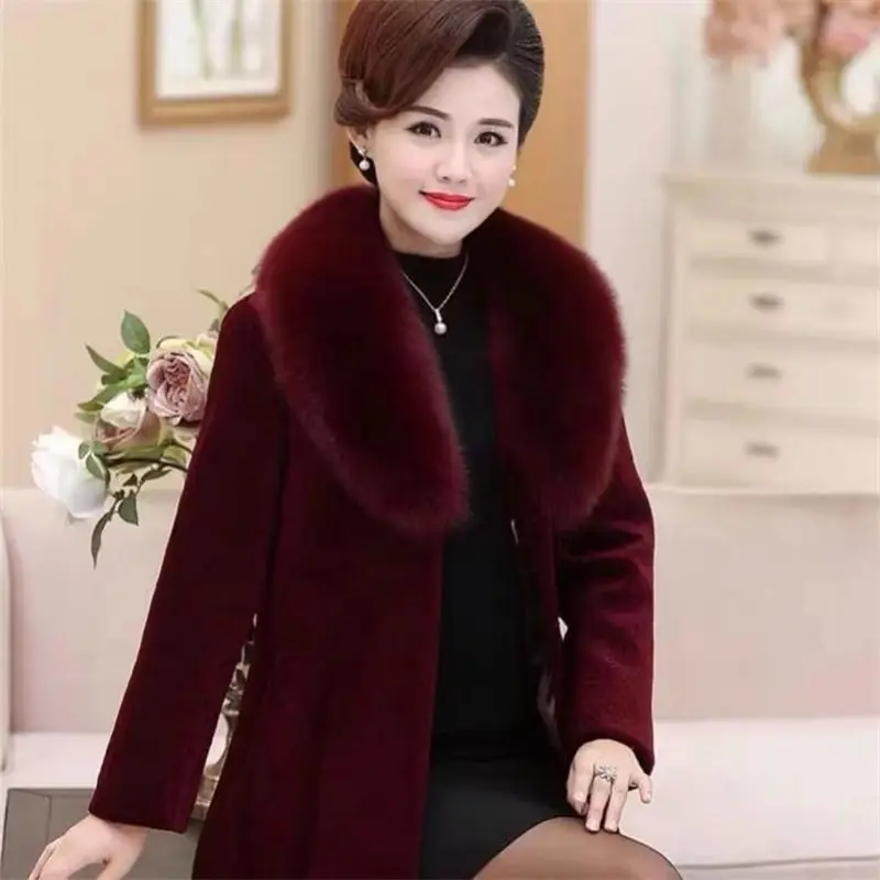 

Imitation Mink Fur Coat Women's 2023 Autumn/Winter Thickened Fur Collar Fur Medium Length Jacket Overcoat Mujer Abrigos Z3558