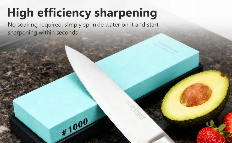 

1000 Grit Green Sharpening Stone - White Corundum Whetstone with Anti Slip Silicone Base for Multipurpose Use