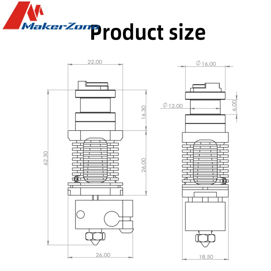 Drago Hotend 고유량 바이메탈 방열판, 3D 프린터, VoronV0.1 V2.4, Pursa i3 mk3s ,Cr-10 V2 3d Pri 호환, E3D V6 Hotend