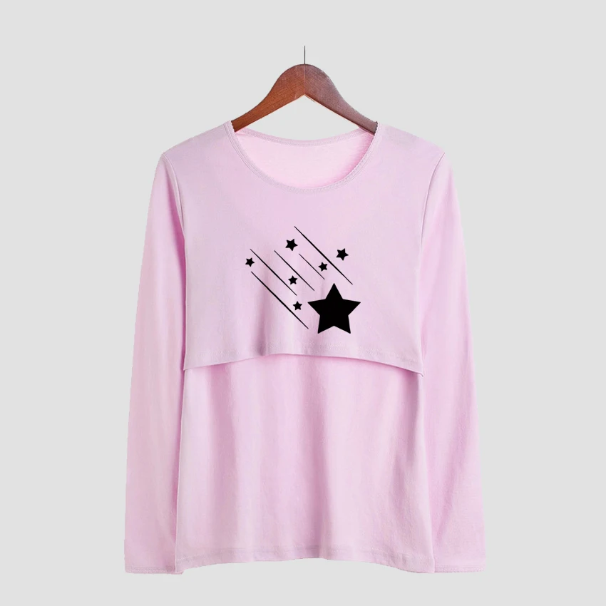 

Five-pointed Star Womens Pregnant Maternity Clothes Nursing Tops Breastfeeding T-Shirt Pregnancy Maternity Breastfeeding