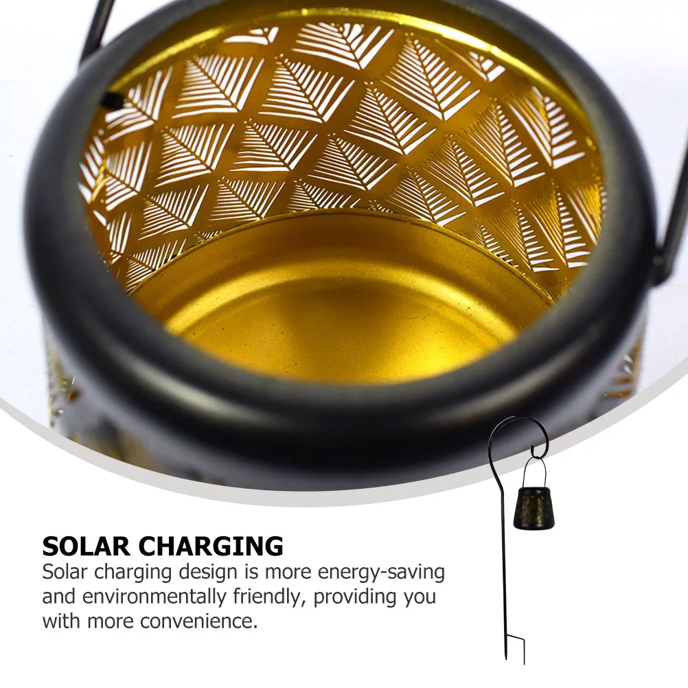 

1pc Solar Powered Out Decorative Light Black Iron Garden Outdoor Lamp Hollow Ground Insert Lamp Design Energy Saving