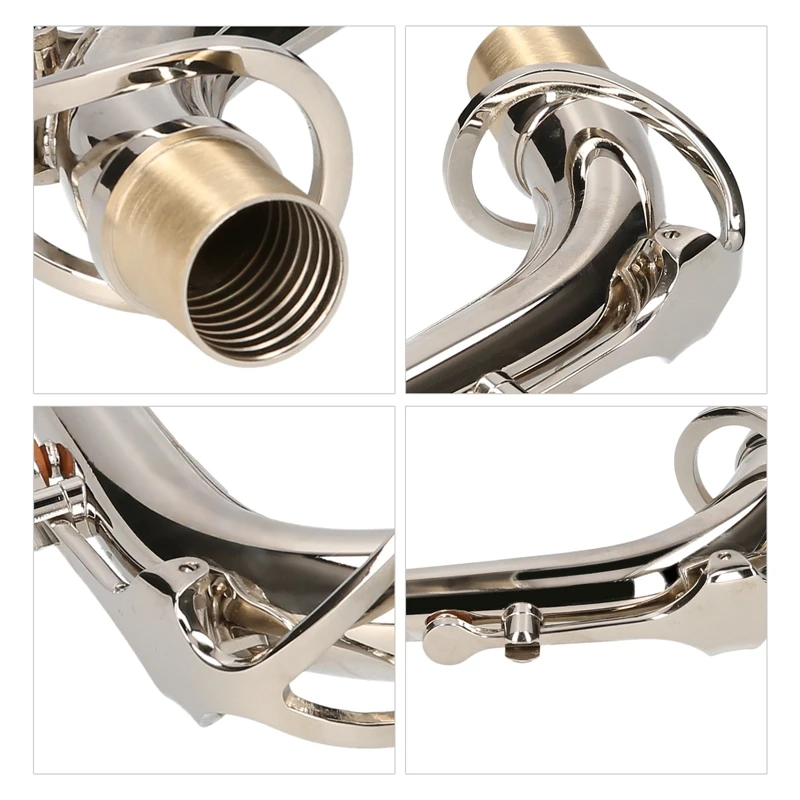 New Alto Saxophone Bend Neck Brass Material Sax Woodwind Instrument Accessories 2.5Cm,Silver