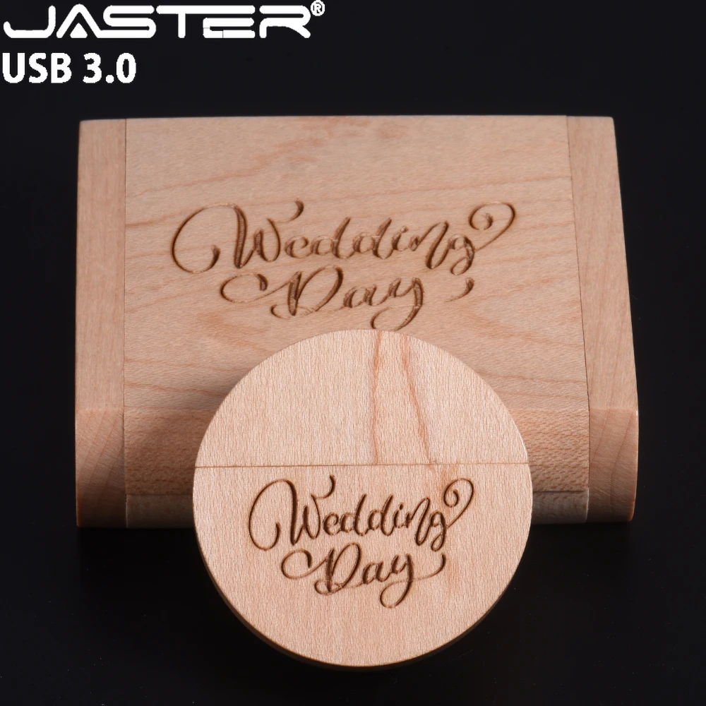 High Speed USB 3.0 Flash Drive 128GB Free Custom Logo Pen Drive 64GB Wooden Box Pendrive Photography Wedding Gift Memory Stick