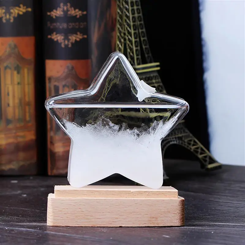 

Pentagram Storm Glass Bottle Christmas Craft Gift Decoration Weather Forecast Predictor Monitor Baromet With Wood Base Ornament