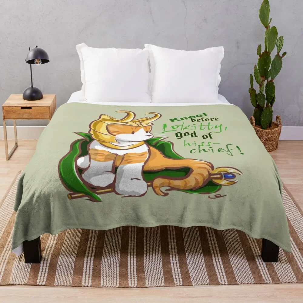 

Kneel Before Lokitty! (chibi version) Throw Blanket Bed Fashionable Blankets For Baby Blankets