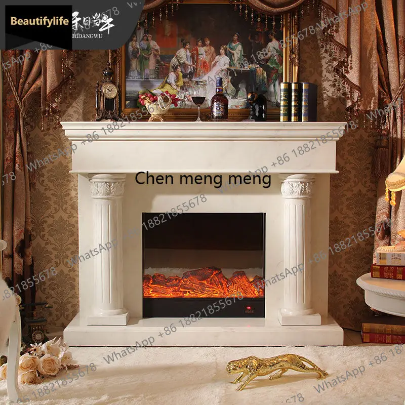 b567 French retro simulation electronic heating fireplace decorative cabinet American antique marble