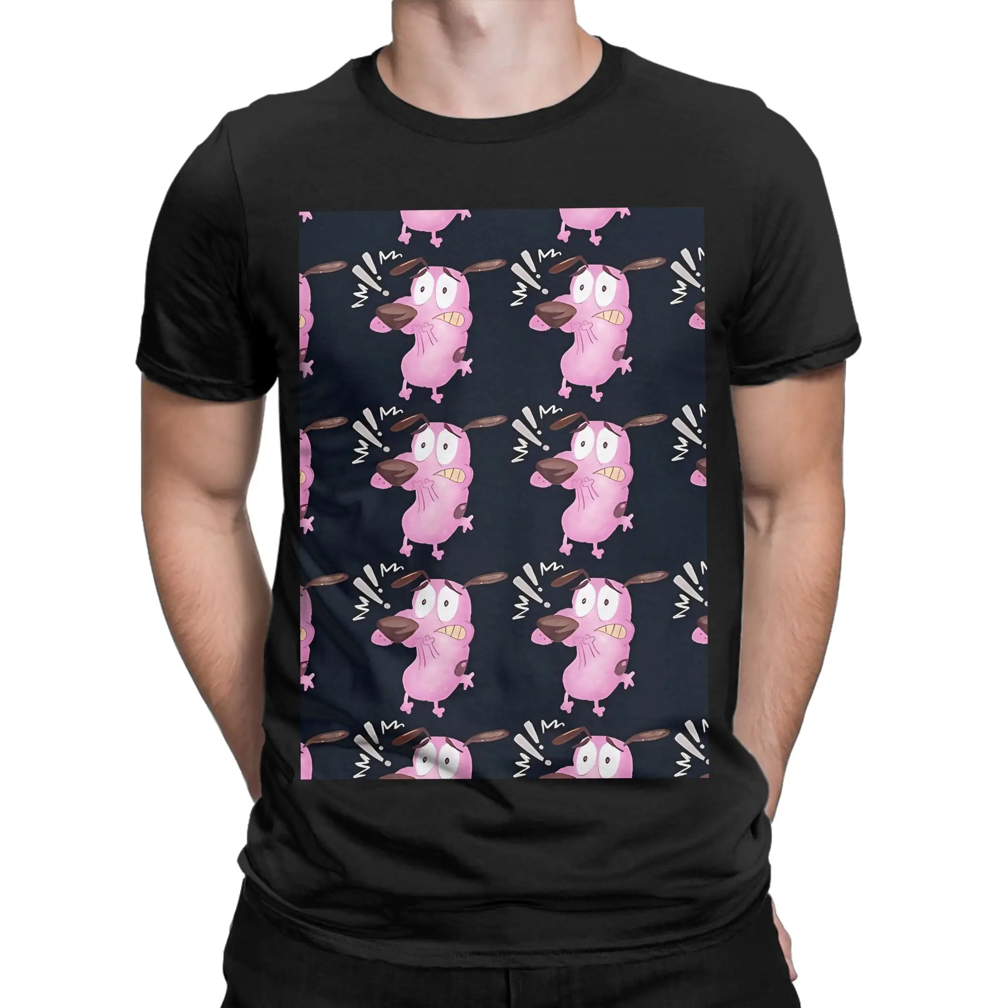 cCourage the Cowardly Dog Scared Watercolor Courage Graphic 100% Cotton T-Shirt cCourage the Cowardly Dog Tees Tops For Men