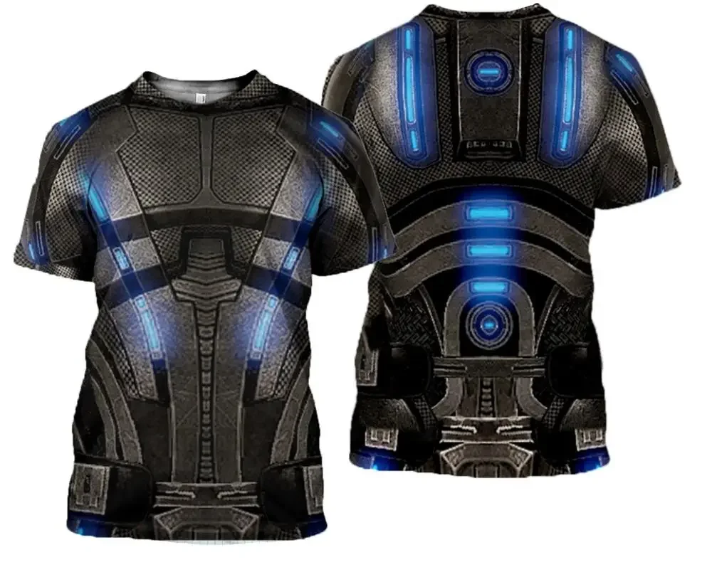 Hot Selling 3D Printed Street Knight Gold Ninja Armor T-shirt Neutral Casual Harajuku Cosplay Round Neck Short Sleeve Fun Top