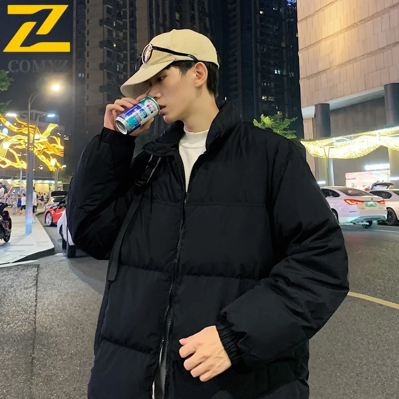 COMXZ Windproof Parker Coat Light Luxury Stand Collar Handsome Snow Hiking Padded Jacket 2025 Ski Thickened Men's Puffer Jacket