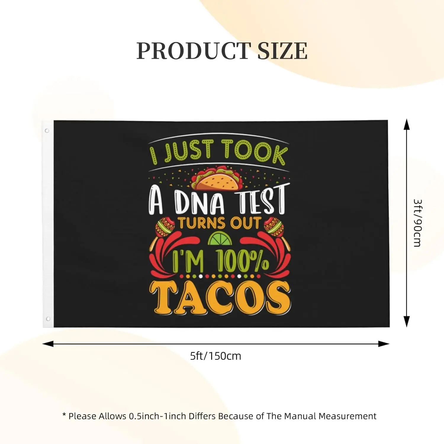 Flagicts 100% Polyester I Just Took A Dna Test Turns Out I'm Tacos Flags
