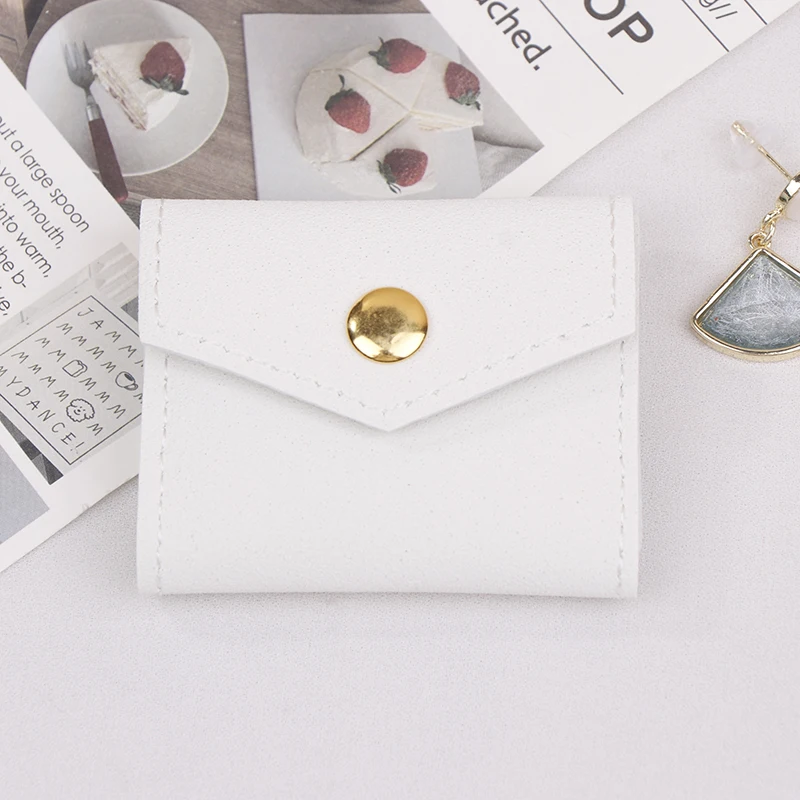 Mini Envelope Jewelry Bag Snap Button Closure Luxury Microfiber Suede Jewelry Necklace Earrings Packaging Pouch Bags