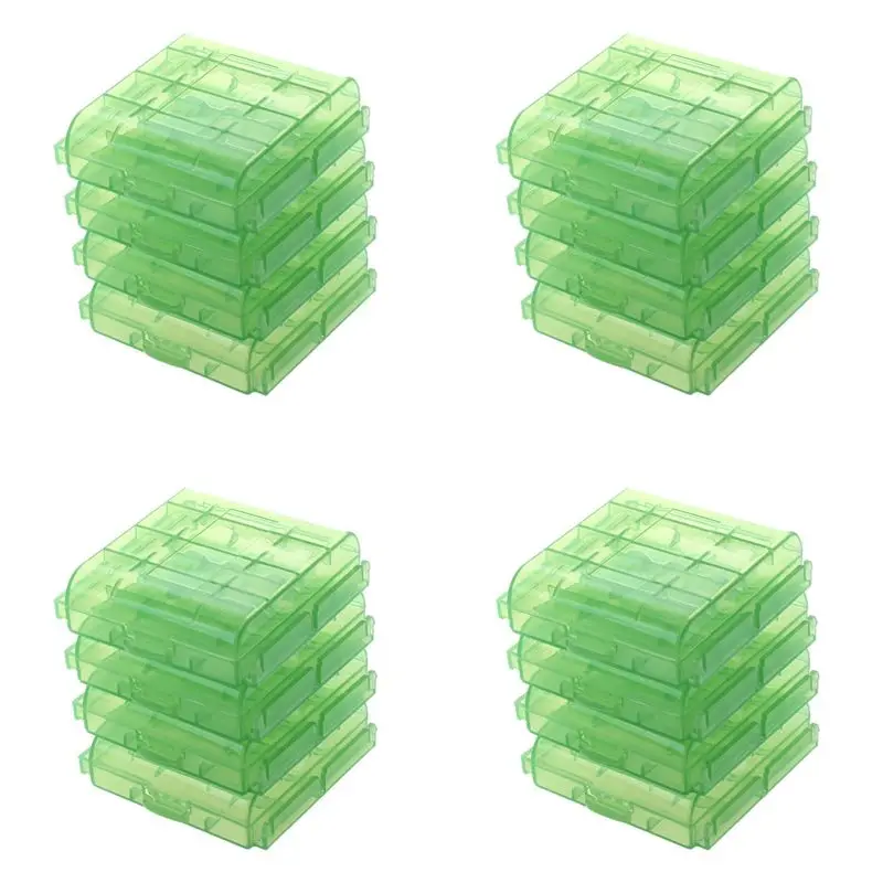 Stylish-Pack Of 16 PCS AA / AAA Battery Storage Hard Case Box-Green
