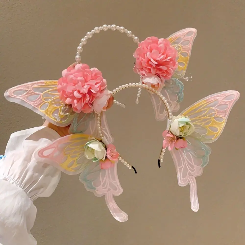 

New Wreath Butterfly Hair Band DIY Cute Pearl HeadHoop Styling Tools Handmade Headwear Women Girl