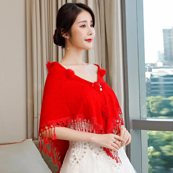 New Cheongsam Shawl Spring Autumn Style Covered Shawl Women Keep Warm Bride's Wedding Dress Girl Bridesmaid White