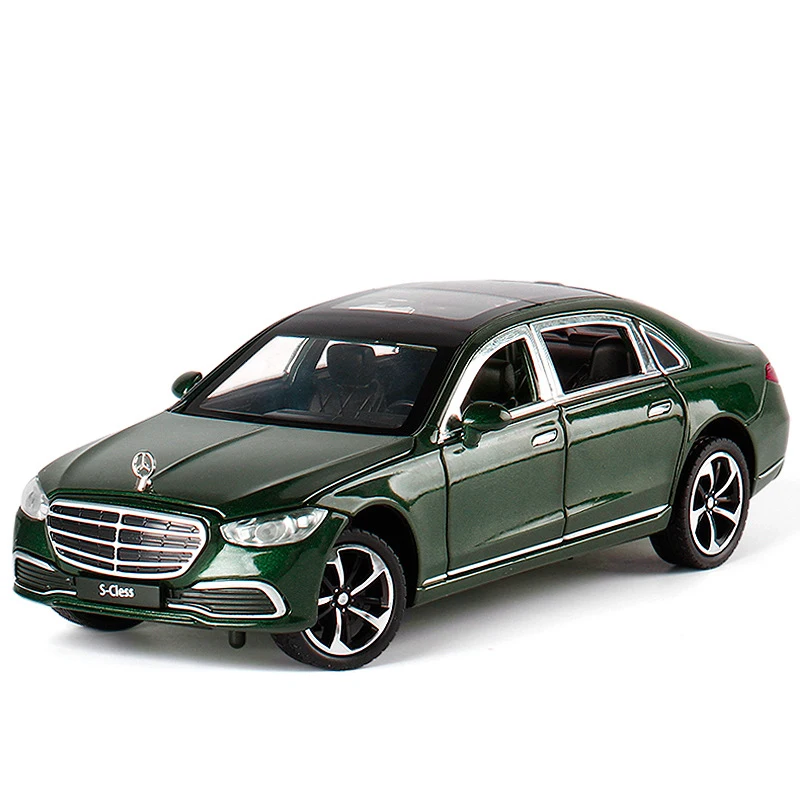 BENS-Coche de aleación Clase S escala 1:24, vehículo fundido a presión y de juguete, modelo de coche con sonido y luz, para regalo