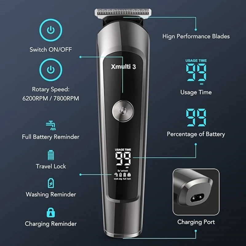 Opove Xmulti 3 Hair clipper Electric Beard Trimmer for Men All-in-1 Body Hair Nose Trimmer Kit Professional clipper machine