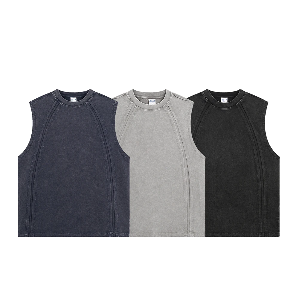 Retro 2026 Summer Patchwork Batik Washed Cotton Tank Tops For Men Unisex Sleeveless Tees
