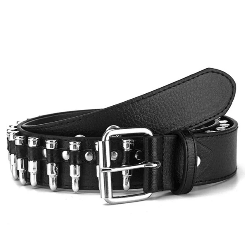 Ceinture en cuir pour homme et femme, accessoire de décoration de haute qualité, couleur noire, Punk, mode, cloutée, cadeau