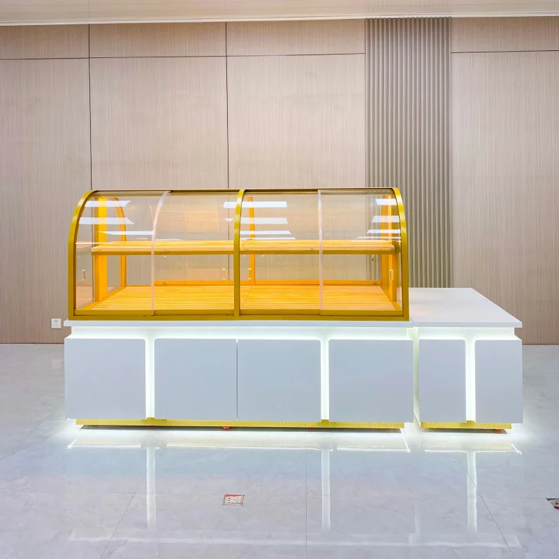 

Customize.2025 Modern Bakery Full Display Showcase Shelves LED Lighting Glass Food Display Cabinet Bread Retail Store